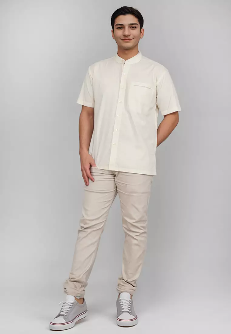 Crocodile KOKO Linen | Lengan Pendek Corak Kontemporer Kemeja | Relax Fit 1183