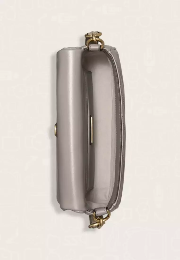 Tory Burch Small Kira Chevron Flap Shoulder Bag Gray Heron