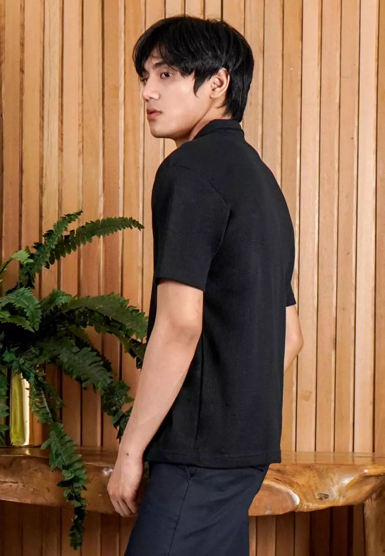 Matsuda Kemeja Pria Lengan pendek Waffle Kasual Sagae