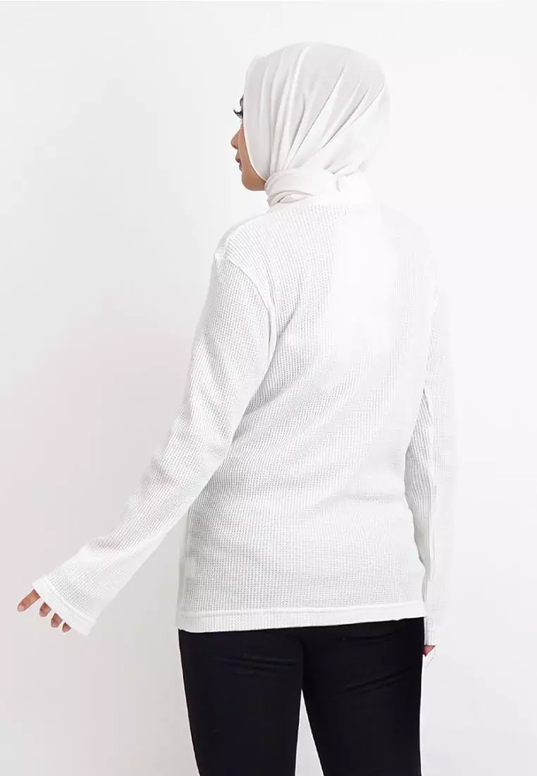 Kale Raffle White / Kaos Polos Tekstur Lengan Panjang Pria / Unisex