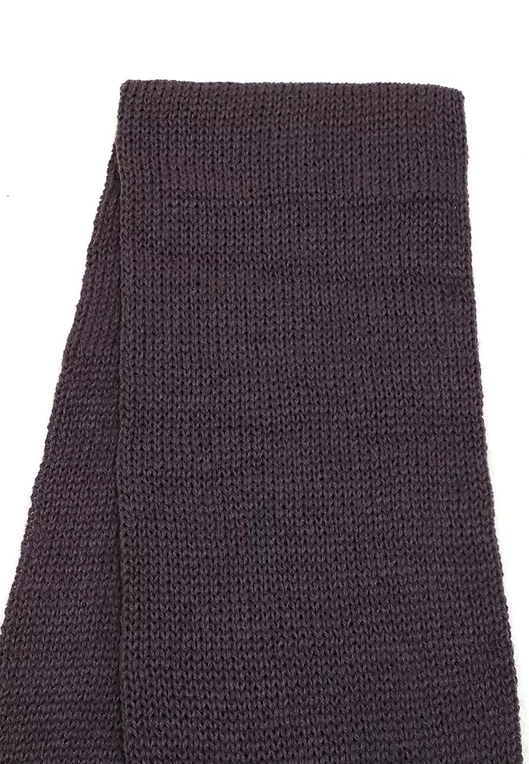 Syal Wanita Motif Polos Aksen Rumbai Shawl Rajut Lembut Fashion Women - Abu Tua