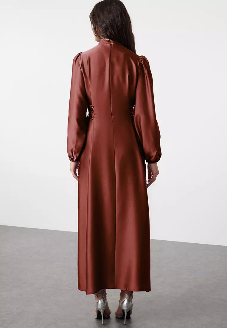 Burgundy Straight Maxi Long Fitted Evening Dress