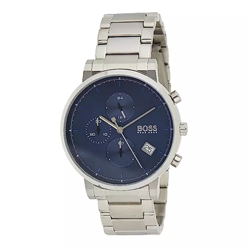 Jam Tangan Pria Hugo Boss Integrity 1513779 Men Chronograph Blue Dial Stainless Steel Strap