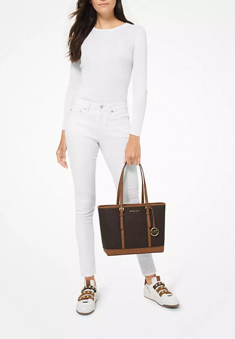 Michael kors women's jet set sale travel small logo tote bag