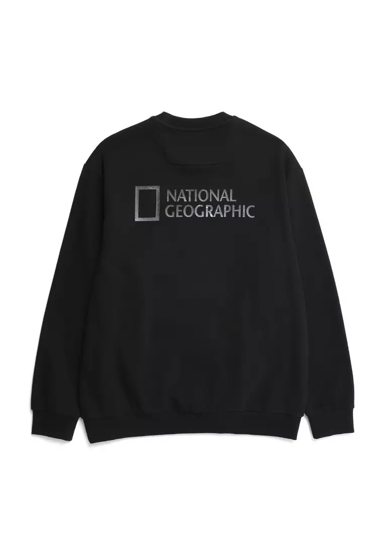 【NATIONAL GEOGRAPHIC】POLYCARTER SMALL LOGO 起毛 SWEATSHIRT FOLHAS Small LOGO Micro Fleece Sweatshirt - WHITE
