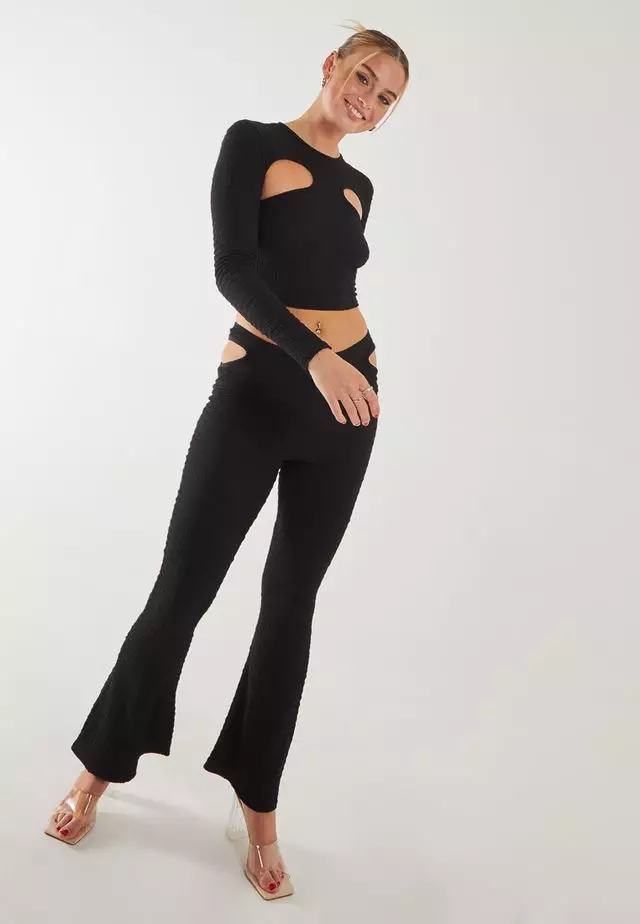 Pink Vanilla Black  Popcorn Scoop Racer Long Sleeve Top