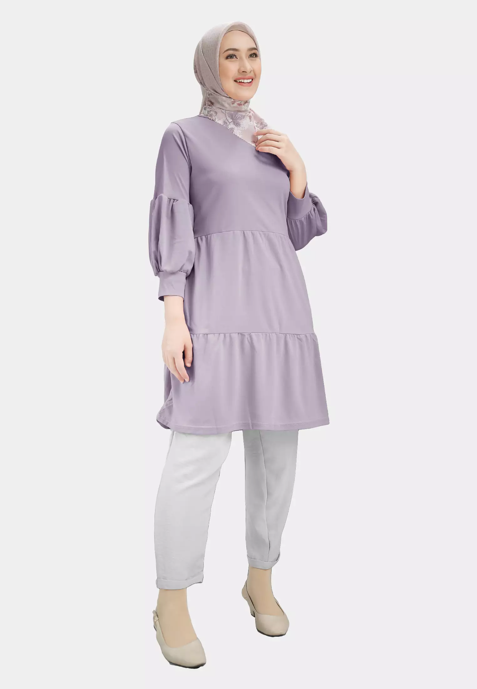 Prisia Tunik | Atasan Wanita | Blouse Tunic | Baju Wanita Lengan Panjang - Orchid Bloom
