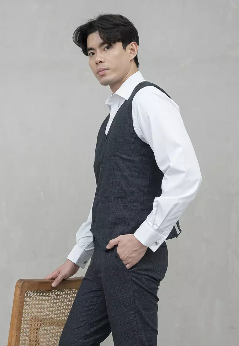 Houseofcuff Vest / Rompi Formal Biru Kotak Navy Waistcoat Wedding Tuxedo