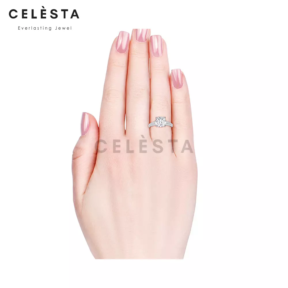 Berlian Moissanite Maxiem Ring [GRA CERTIFICATE MOISSANITE DIAMOND] - Cincin 2CT  Moissanite Diamond 925 Silver Celesta by Her Jewellery