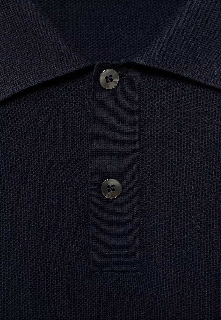 Micro-Structured Cotton Polo Shirt
