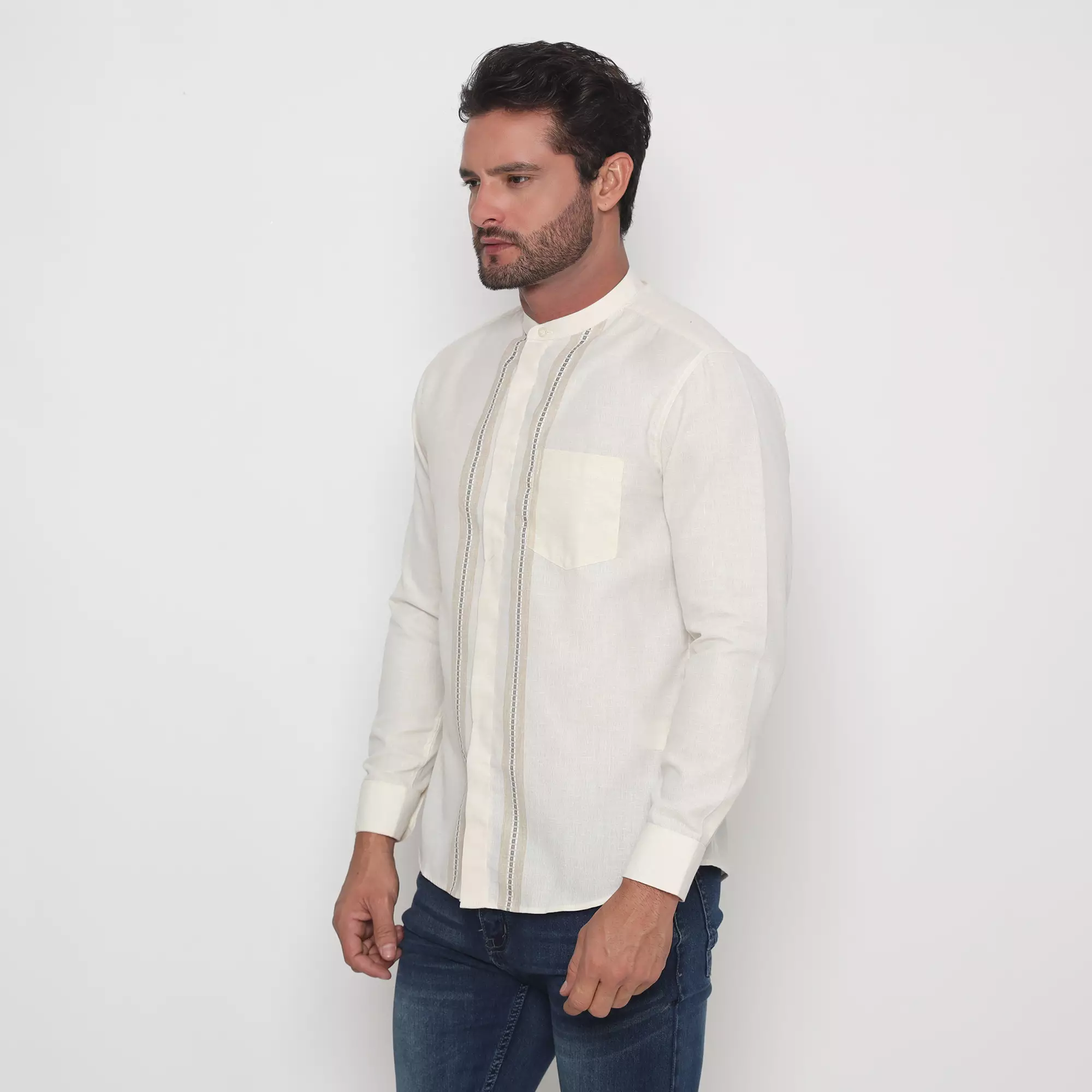 Platini Kemeja Pria Koko Shanghai Lengan Panjang Krem 961221