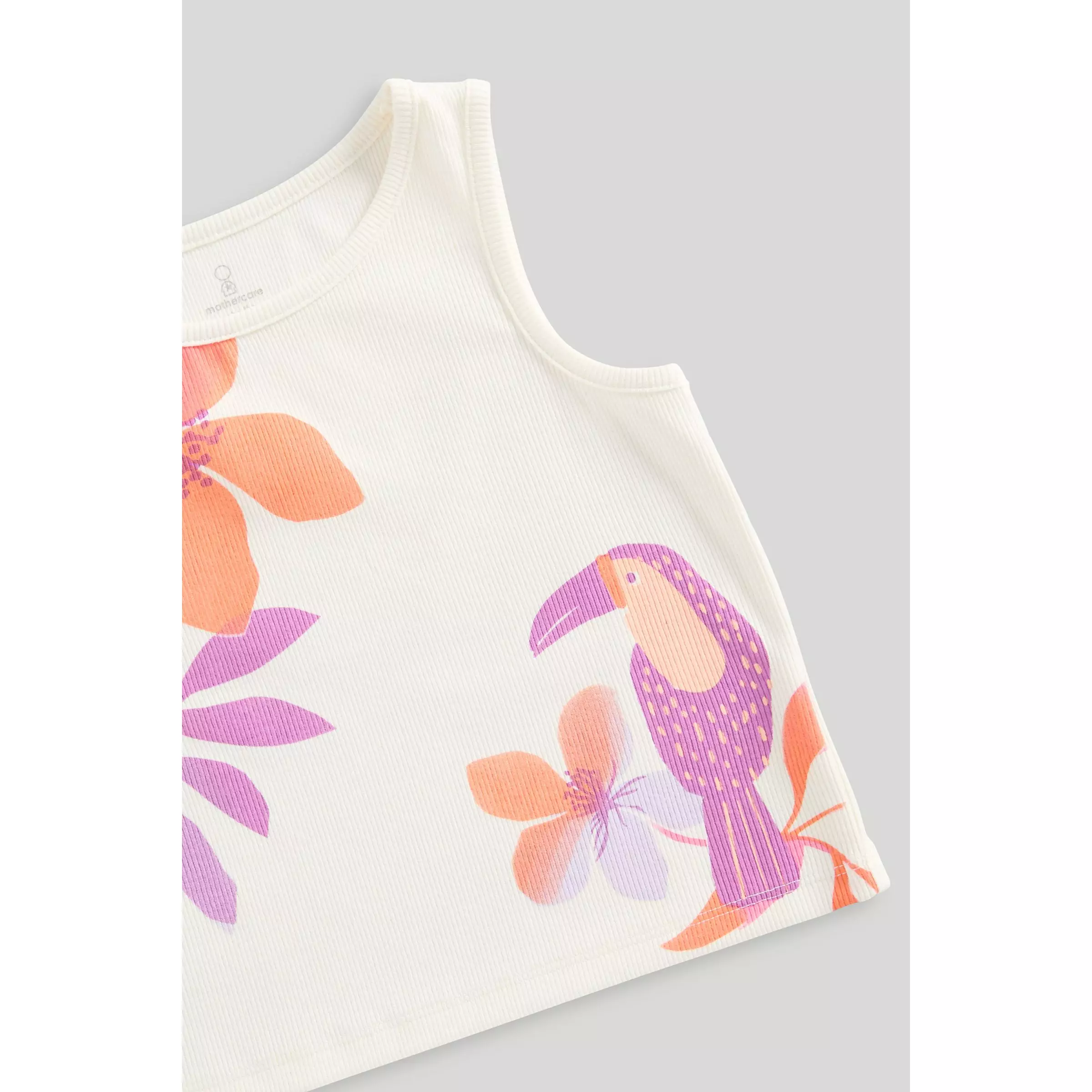 Mothercare Tropical Vest and Shorts Set - Set Baju Anak Perempuan (Krem)