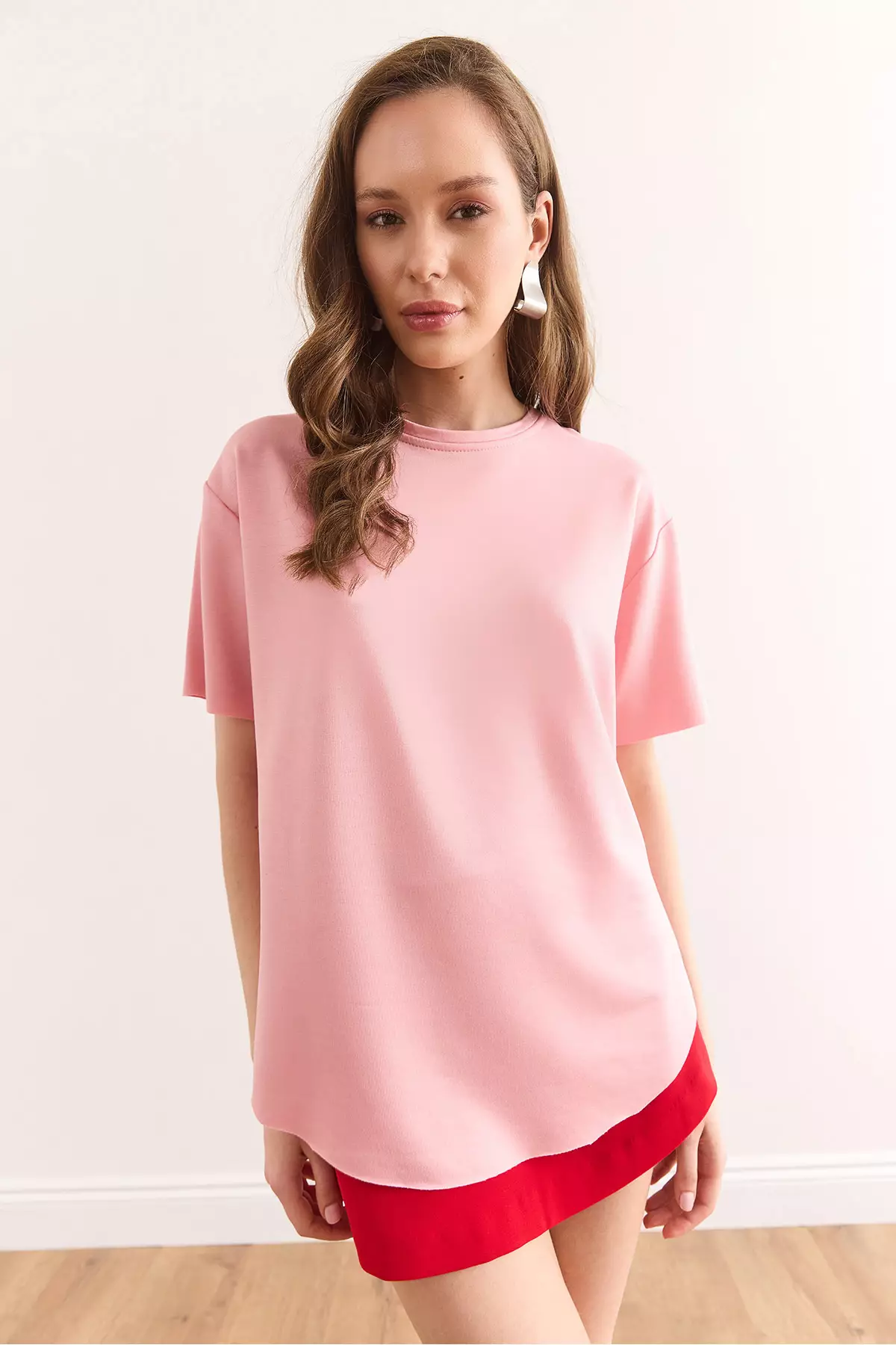 Women's Powder Modal Texture Soft Textured Six Oval T-Shirt Tsh-19000771