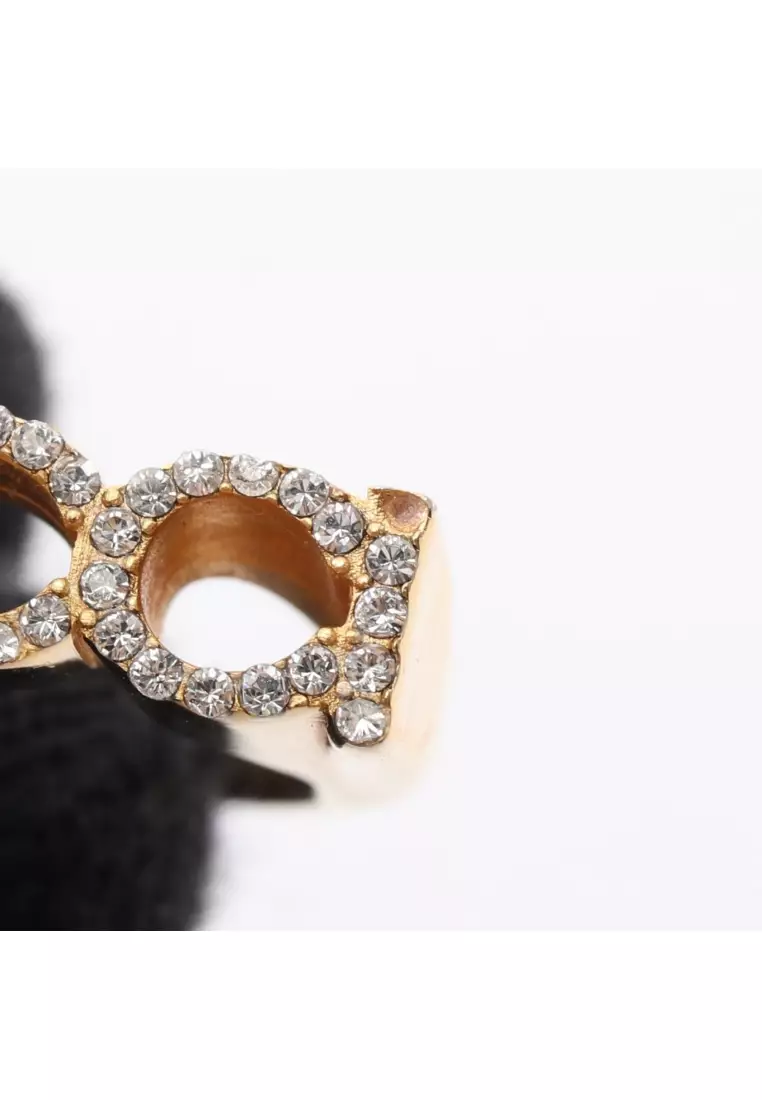Pre-Loved Gucci logo Rhinestone ring ring GP gold