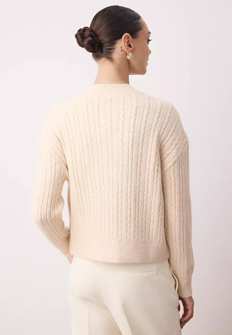 Stone Sequined Mother Of Pearl Button Soft Textured Knitwear Cardigan