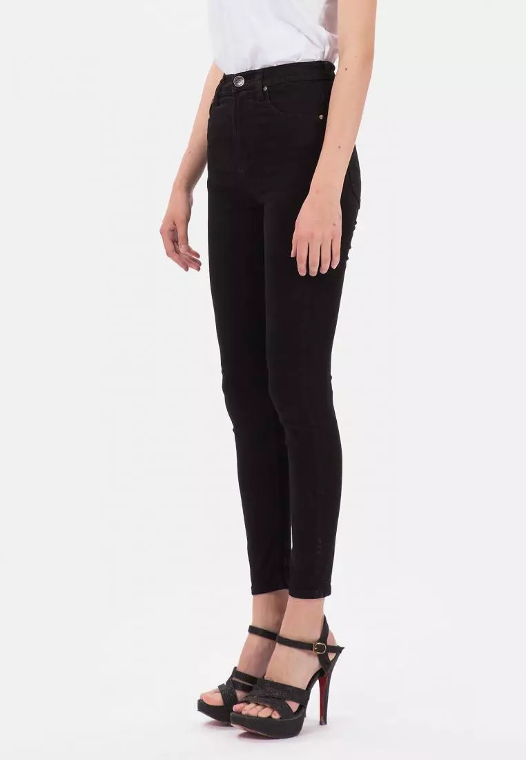 Highwaist Skinny Jeans with Pocket in Black