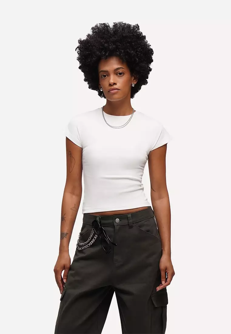 Capped Sleeve Slim T-Shirt