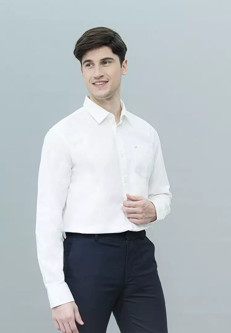 Johwnin - Slim Fit - Linen Katun - Kemeja Formal - Lengan Panjang - Putih - FSH.653.Q607.954.C-L/S