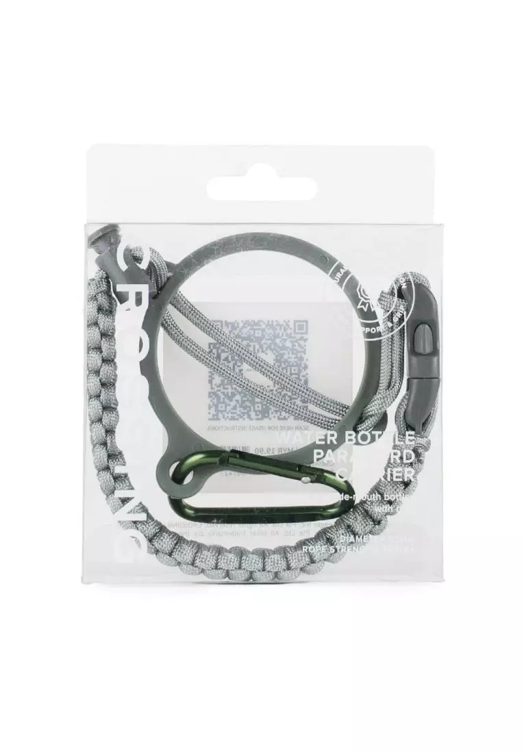 Crossing Paracord Bottle Carrier Strap with Carabiner - Grey