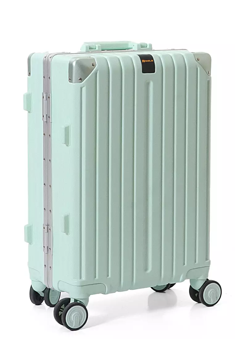 Hamlin Barayev Koper Alumunium Frame Size 20 Inch Travel Bag Unisex Large Compartment  TSA Lock Material Polycarbonate ORIGINAL - Green