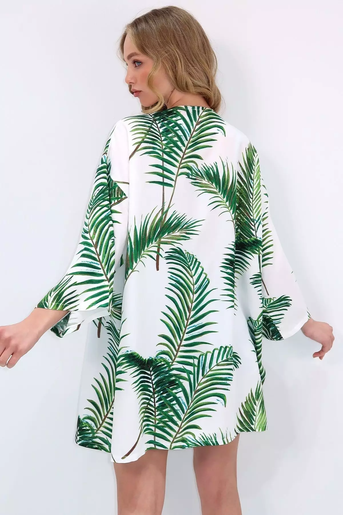 Women's Green Print Kimono Jacket