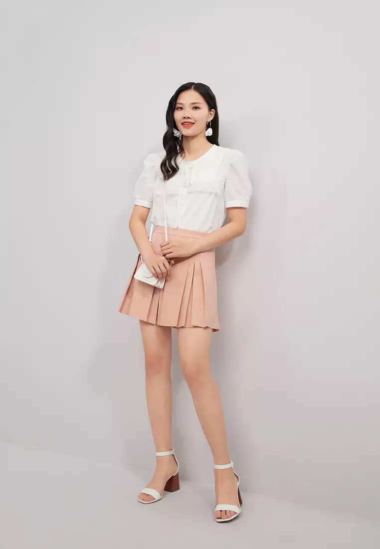 Irregular Pleat Mini Skirt