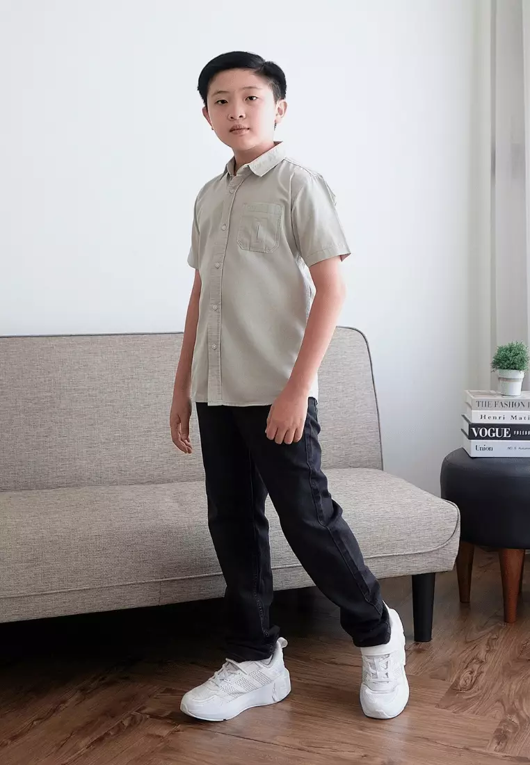 POLICE Kemeja Polos Cotton Anak Laki Laki