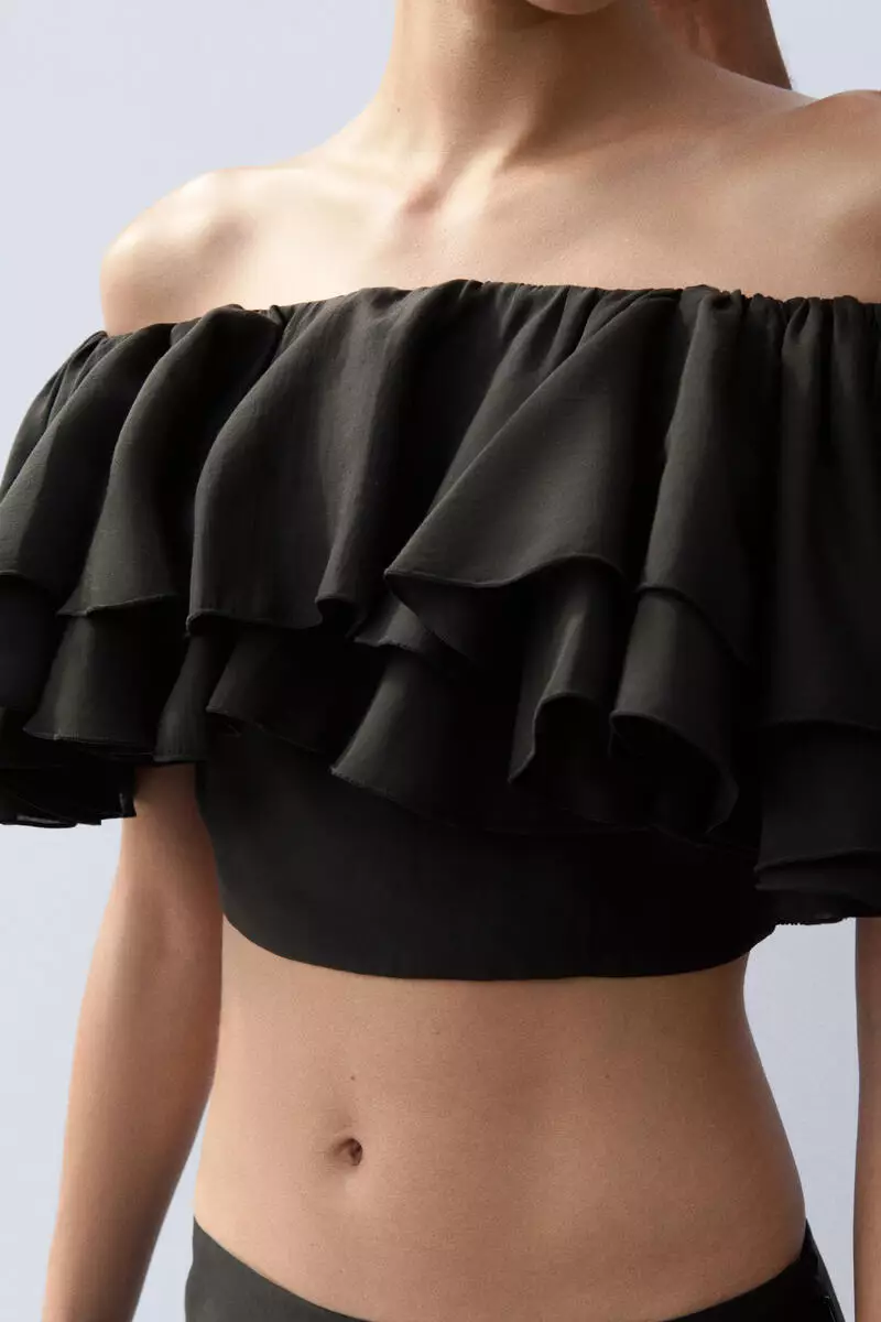 Flounced off-the-shoulder top