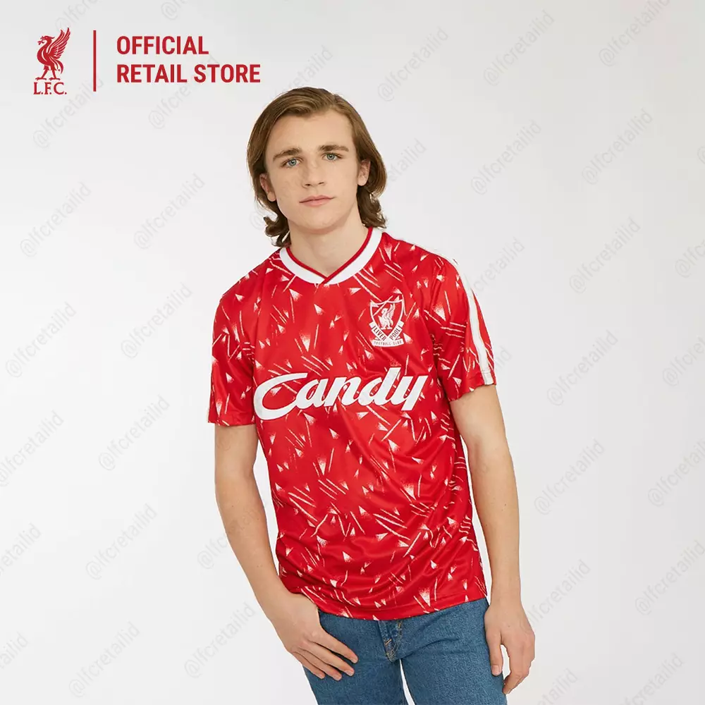 Liverpool FC Adults Retro Candy 89/91 Home Shirt Men - Official LFC Jersey Original Pria
