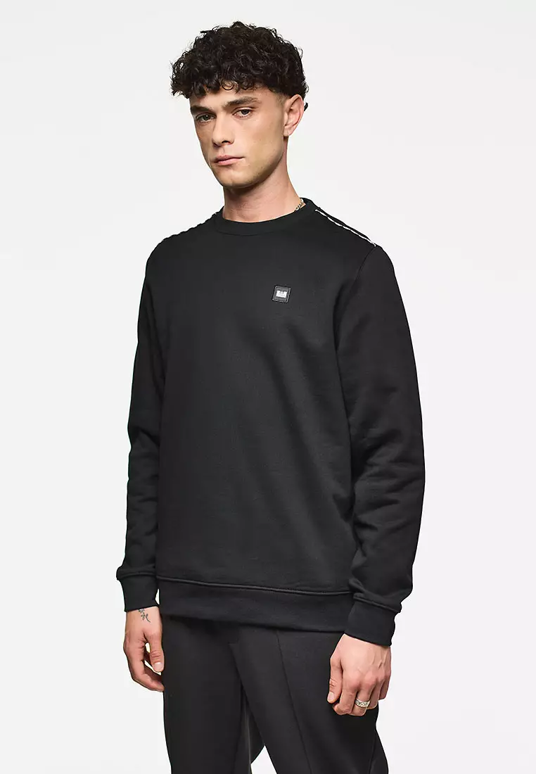 MENS BLACK VEGA CREW WITH MID HOUSE CHECK PIPING