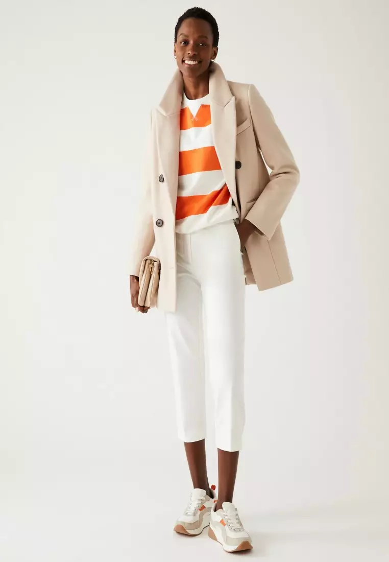 Cream shop cropped trousers
