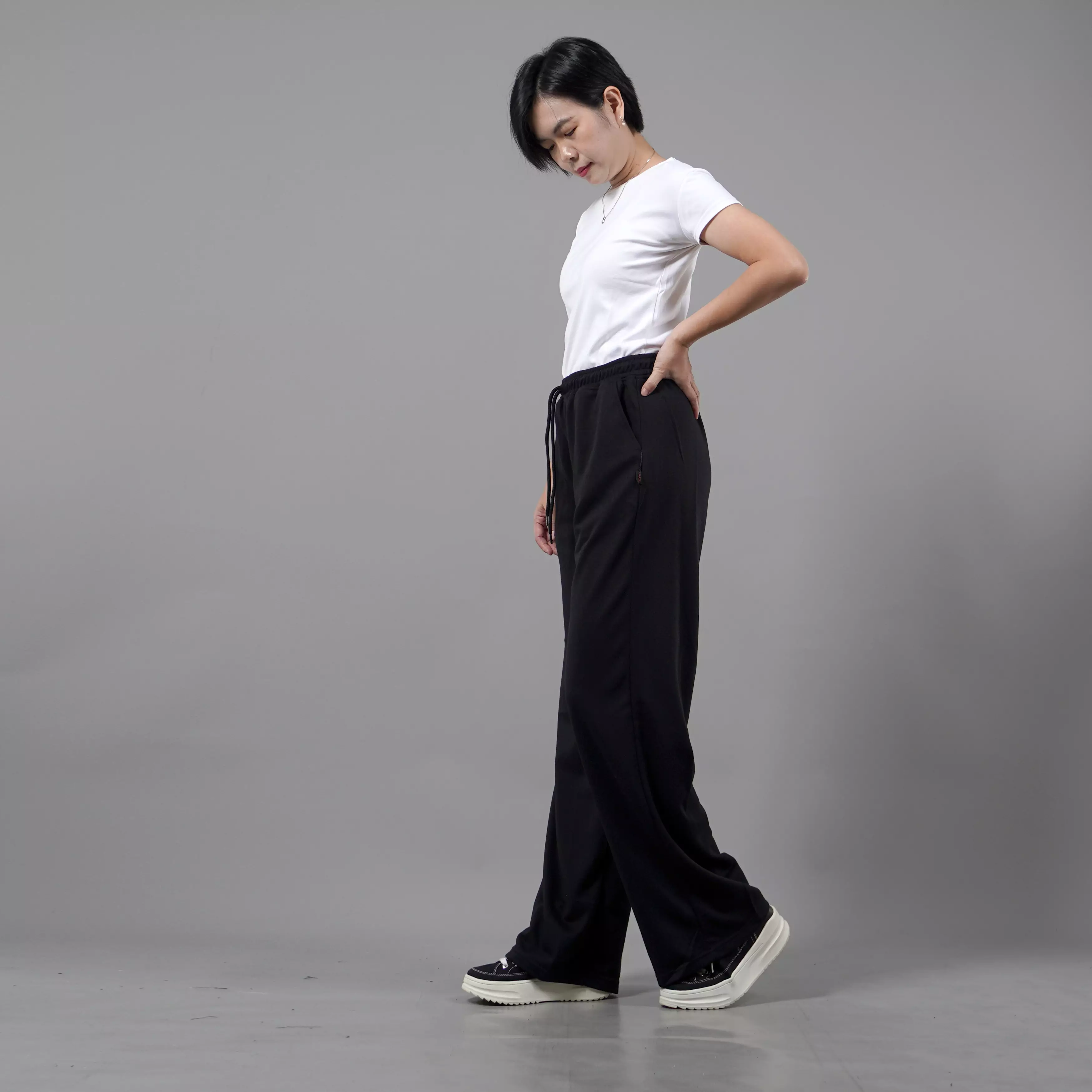 RIA Celana Panjang Wanita Kekinian Loose Pants Wanita - HITAM