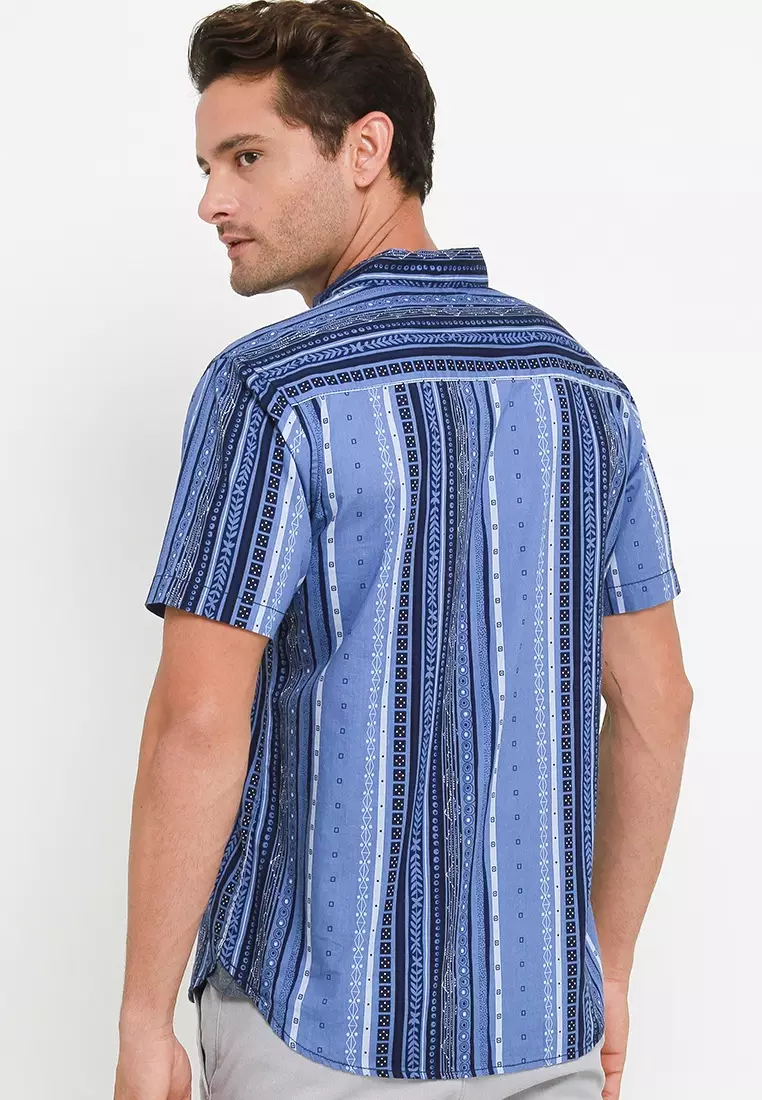 Sharks - Pattern Short-Sleeves Shirt - Blue [SGF1016285II]