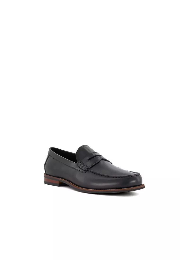 Discount on Dune London  shoes - SKU: Samson Leather Penny-Trim Loafers Black