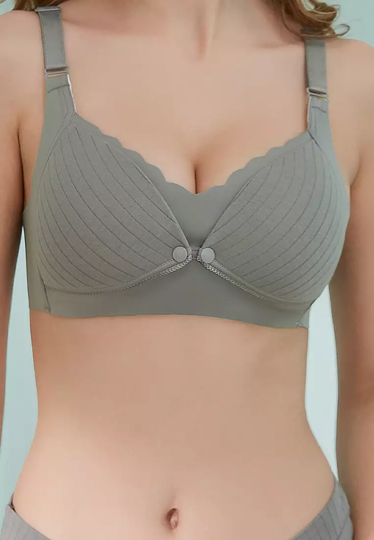 Buy 9months Maternity Light Grey Antibacterial Seamless Nursing Bra Online