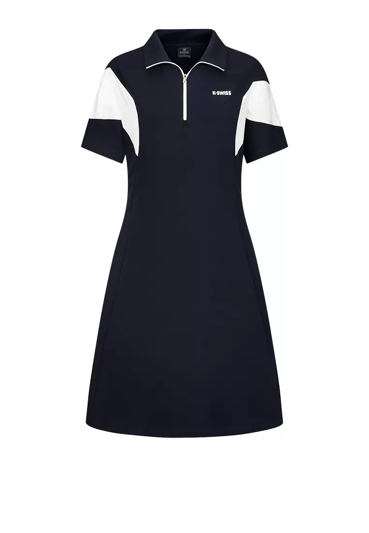 女裝 K-SWISS LOGO 拼色半拉鏈 POLO 連身裙