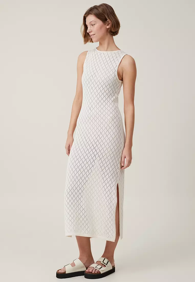 Buy Cotton On Boat Neck Crochet Maxi Dress in Ecru 2024 Online