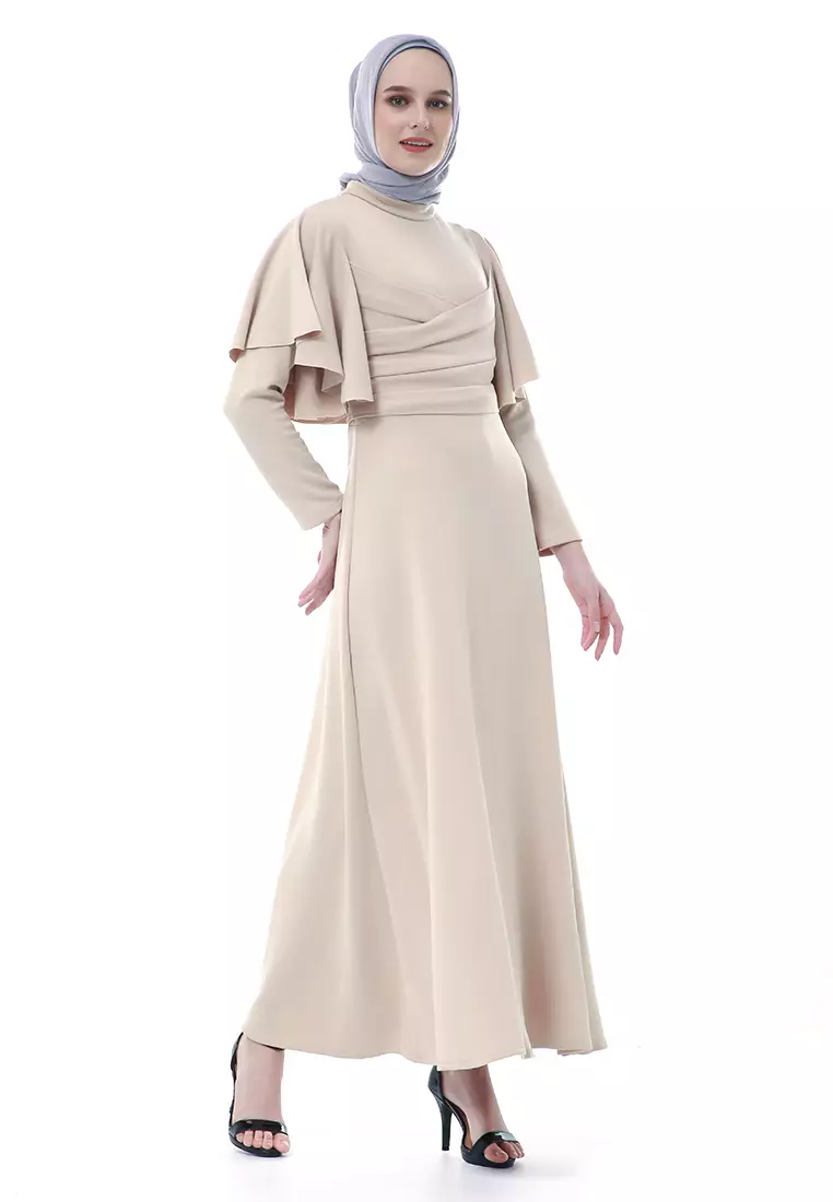 Zeta Dress Fashion Muslimah Wanita Long Sleeve Style Basic Relaxed Fit - Cream
