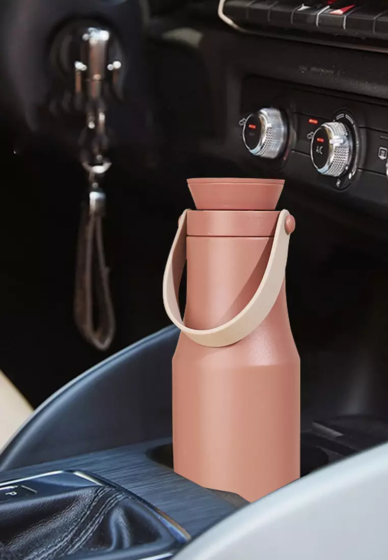 Wakakids Botol Minum Termos Stainless Steel Vacuum Cup Tumbler dengan Pegangan Silikon 500ml K2366 Venrc Pink