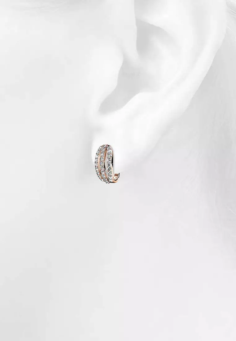 Three-Row Latch-Back Earrings Embellished with SWAROVSKI® crystals-Row Latch