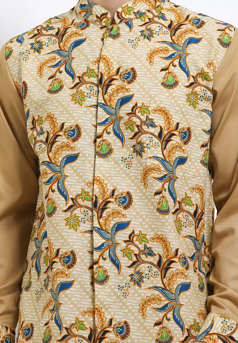 Kemeja Koko Batik Lengan Panjang Katun Premium Rafiq Brown