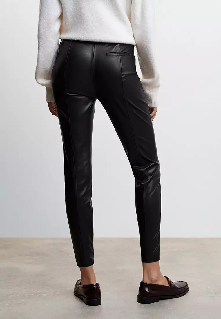 Buy Mango Leather-Effect Leggings With Split Hems 2024 Online