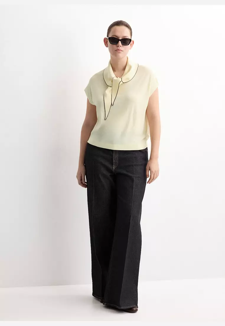 Knit Top With Scarf Detail
