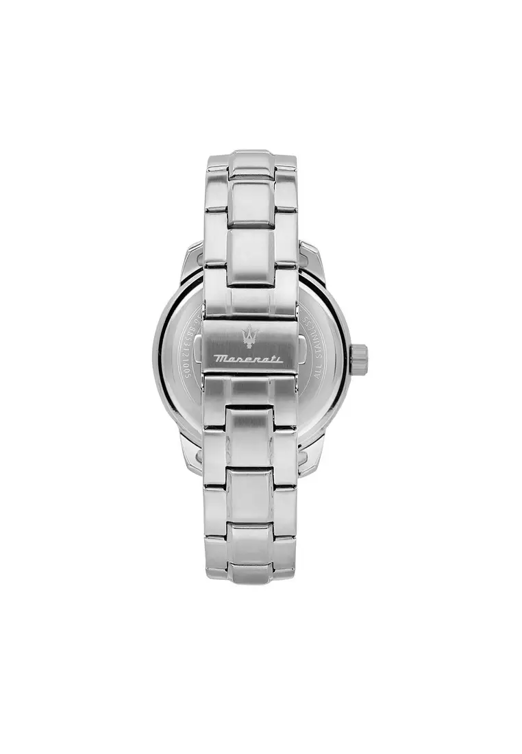 【2 Years Warranty】Maserati Successo 44mm Black Dial Silver Stainless Steel Men's Quartz Watch R8853121006 With Luminous Dial Hands