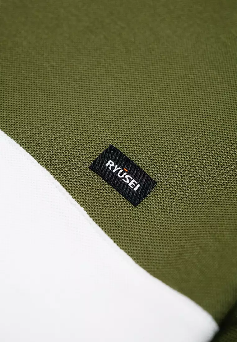 Ryusei Polo Pria Sagahara Army Green