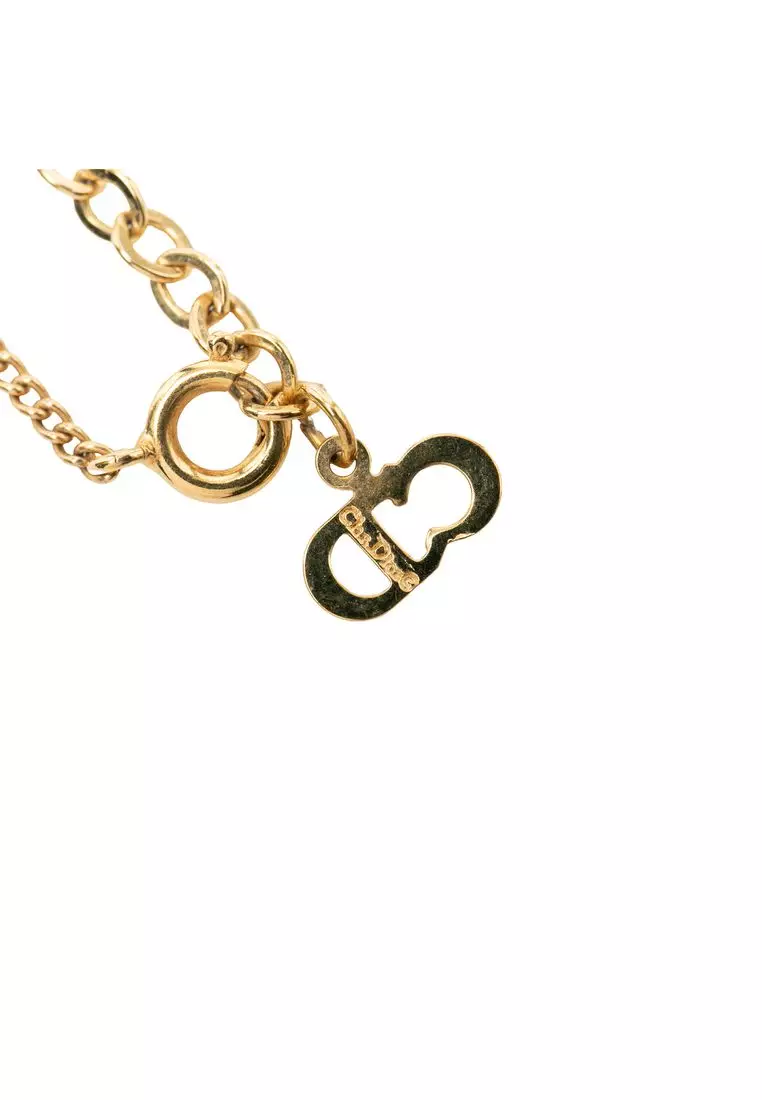 Pre-Loved Dior Gold Plated Cd Logo Pendant Necklace