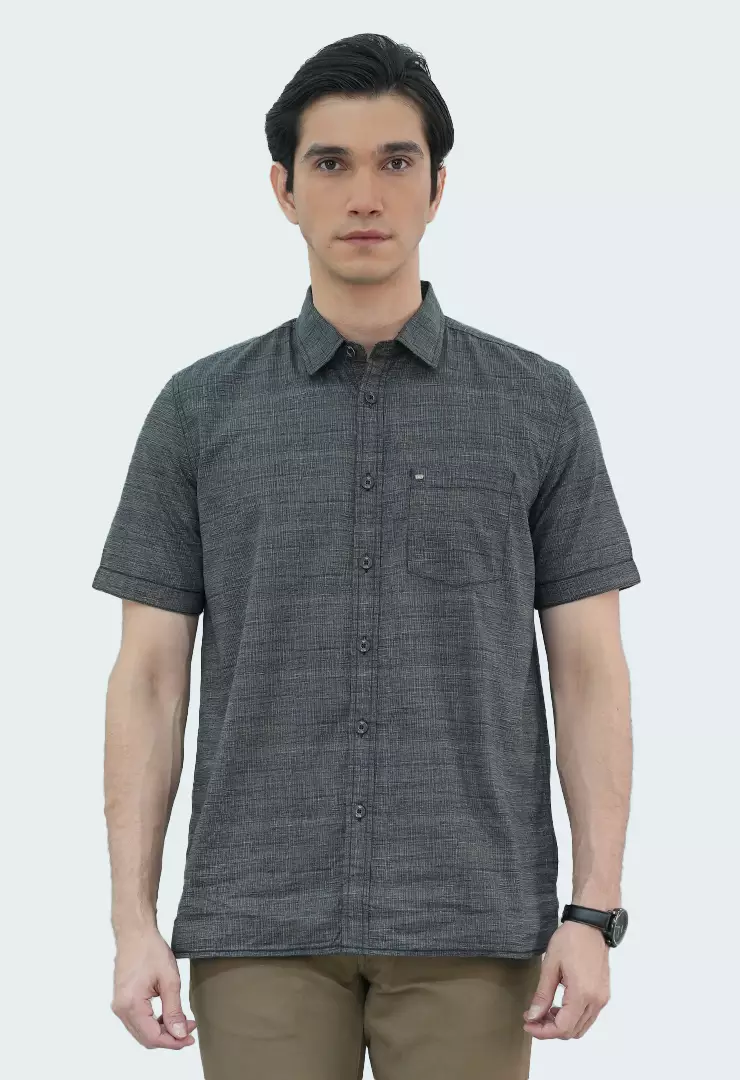 LGS - Kemeja Casual - Single Pocket - Full Corak - Abu - CSH.272.S570.1323.C