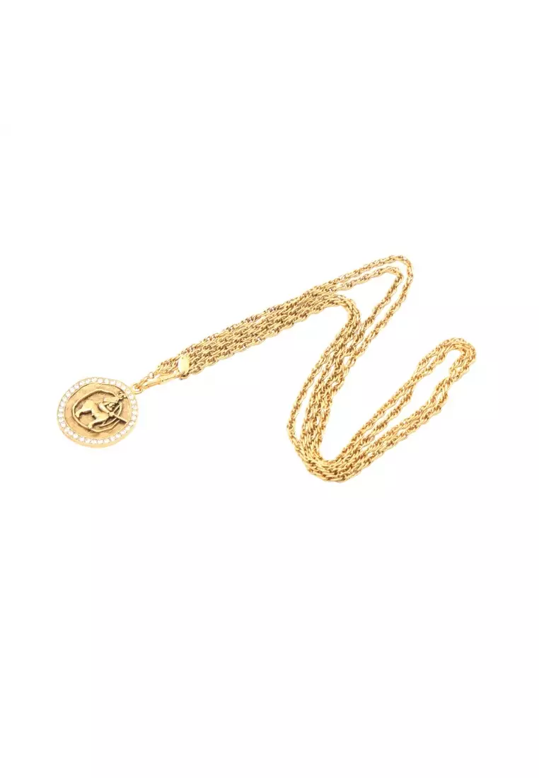 Pre-Loved Chanel Centaur necklace GP Rhinestone gold clear vintage