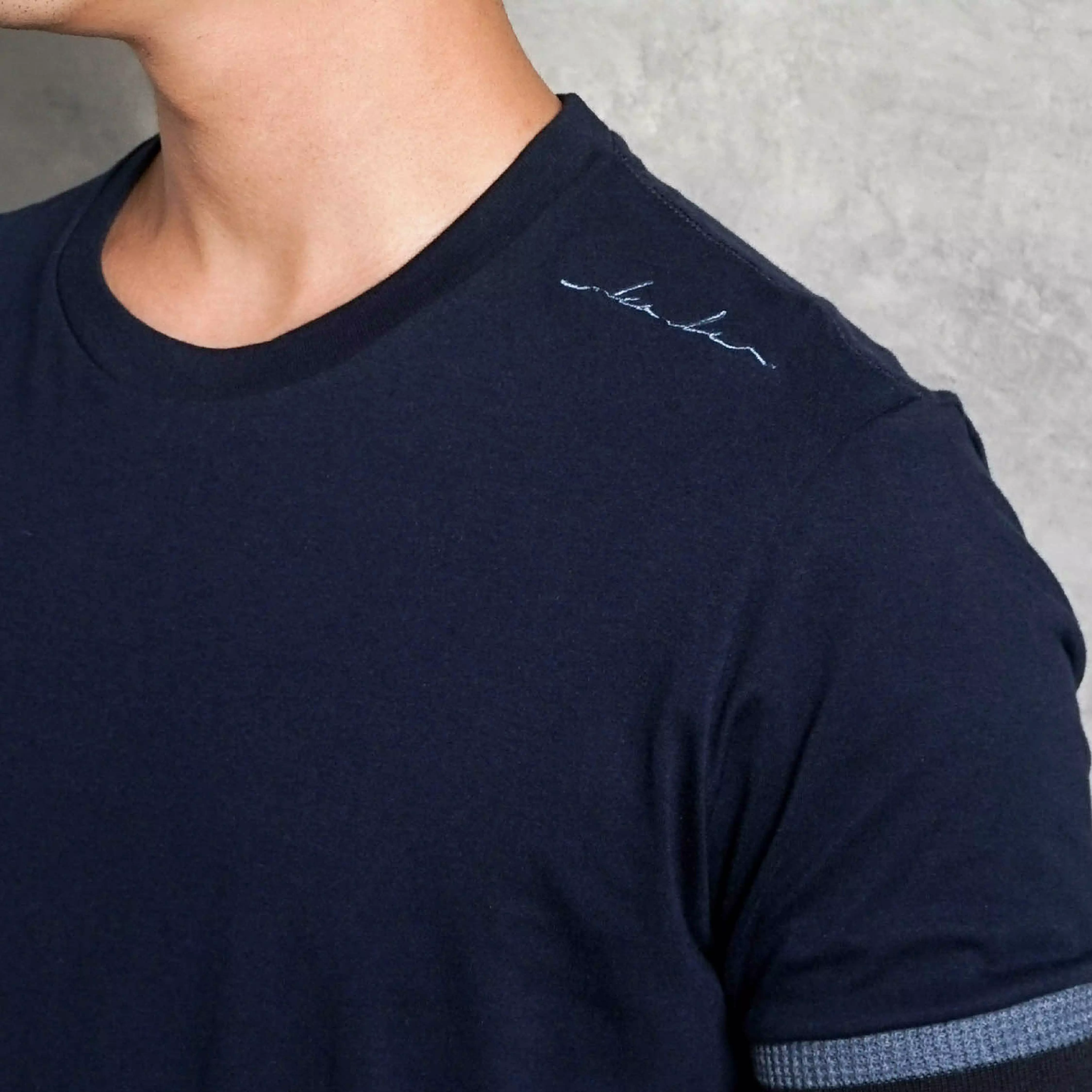 Kale T-shirt Denzel Navy Men Casual Kaos Pendek Atasan Pria Original