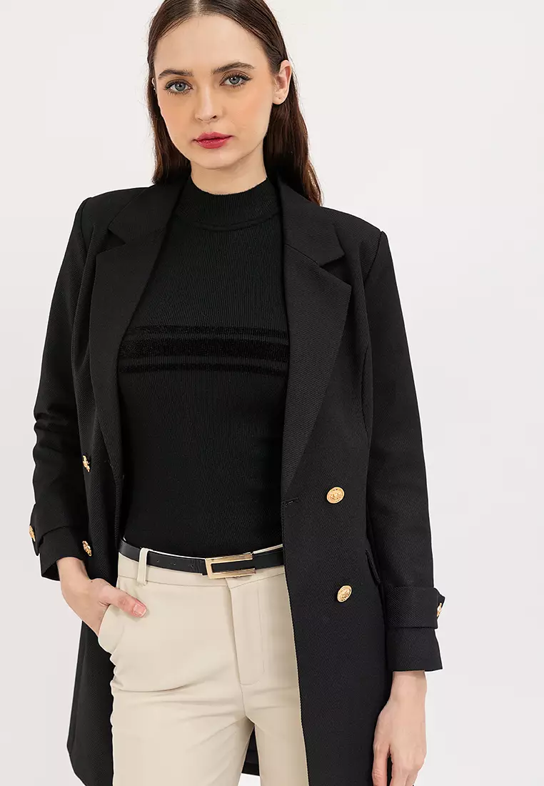 Double Breasted Blazer Trench Coat